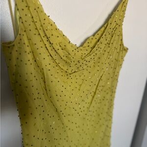 Laundry By Shelli Segal Chartreuse Beaded Cowl Slip Dress